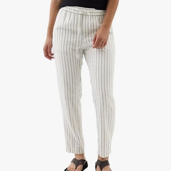 GAP Black & White Stripe Linen & Viscose High Rise Easy Ankle Pants Women's SP - Picture 1 of 14